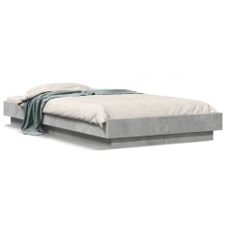 vidaXL Estructura de cama madera de ingeniería gris hormigón 75x190 cm