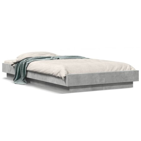 vidaXL Estructura de cama madera de ingeniería gris hormigón 75x190 cm