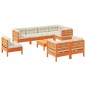 vidaXL Set de sofás jardín 9 pzas con cojines madera pino marrón cera vidaXL Set de sofás jardín 9 pzas con cojines madera pino marrón cera