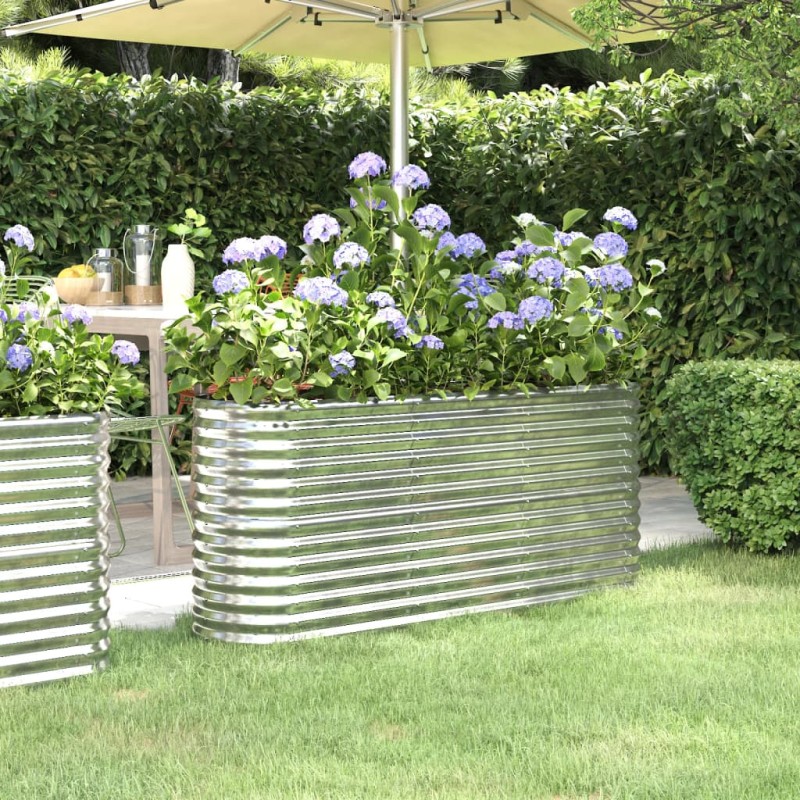 vidaXL Jardinera arriate acero recubrimiento polvo plata 152x40x68 cm vidaXL Jardinera arriate acero recubrimiento polvo plata 152x40x68 cm