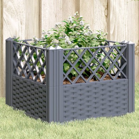 vidaXL Jardinera con clavijas PP gris 43,5x43,5x43,5 cm