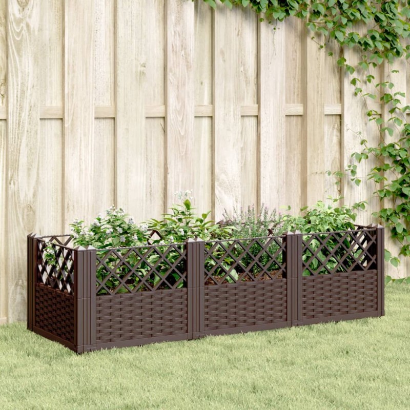 vidaXL Jardinera con clavijas PP marrón 123,5x43,5x43,5 cm vidaXL Jardinera con clavijas PP marrón 123,5x43,5x43,5 cm
