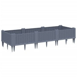 vidaXL Jardinera con clavijas PP gris 125x40x28,5 cm