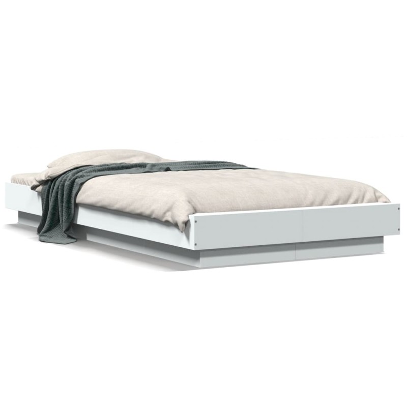 vidaXL Estructura de cama con LED madera ingeniería blanco 90x190 cm