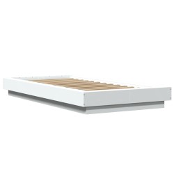 vidaXL Estructura de cama con LED madera ingeniería blanco 90x190 cm