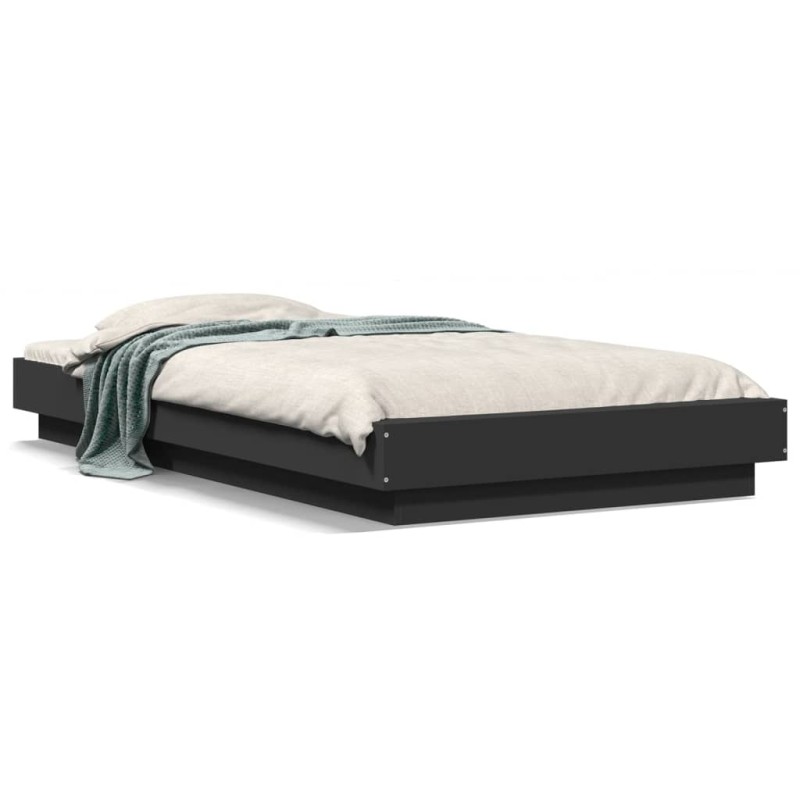 vidaXL Estructura cama con luces LED madera ingeniería negro 100x200cm vidaXL Estructura cama con luces LED madera ingeniería negro 100x200cm