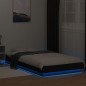 vidaXL Estructura cama con luces LED madera ingeniería negro 100x200cm vidaXL Estructura cama con luces LED madera ingeniería negro 100x200cm