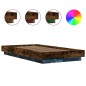 vidaXL Estructura cama con luces LED madera roble ahumado 90x190 cm vidaXL Estructura cama con luces LED madera roble ahumado 90x190 cm