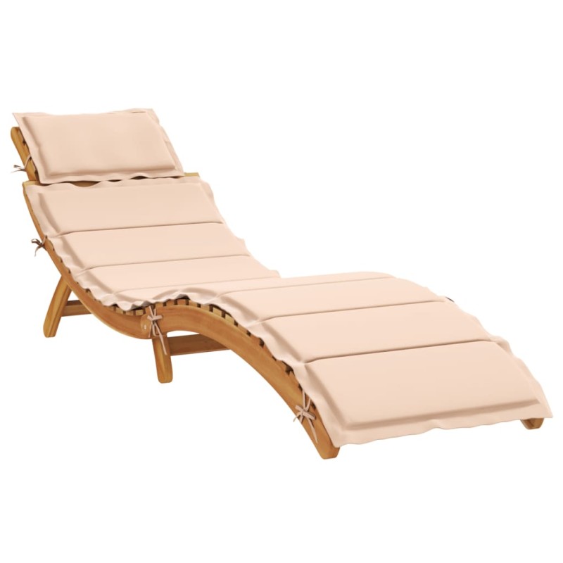 vidaXL Tumbona con cojín beige madera maciza de acacia vidaXL Tumbona con cojín beige madera maciza de acacia