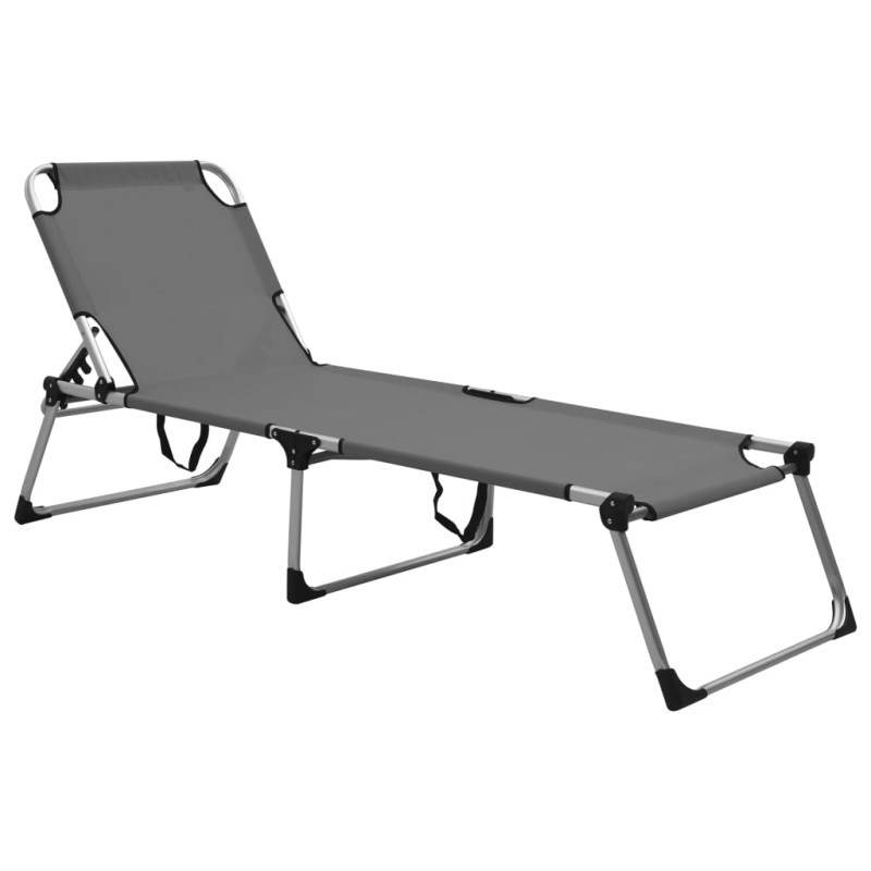 vidaXL Tumbona plegable alta para mayores aluminio gris vidaXL Tumbona plegable alta para mayores aluminio gris
