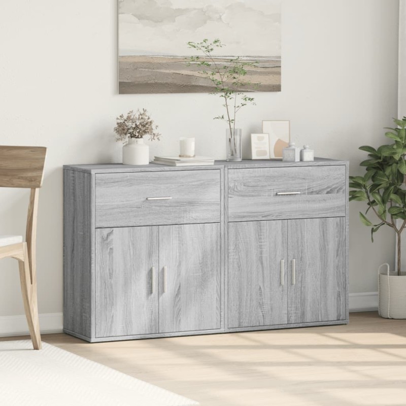 vidaXL Aparador de madera de ingeniería 2 uds gris Sonoma 60x31x70 cm vidaXL Aparador de madera de ingeniería 2 uds gris Sonoma 60x31x70 cm