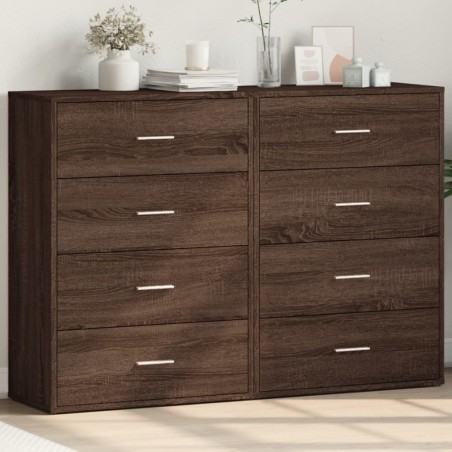 vidaXL Aparadores 2 uds madera de ingeniería marrón roble 60x31x84 cm