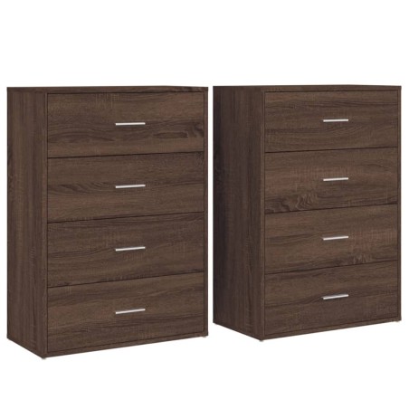 vidaXL Aparadores 2 uds madera de ingeniería marrón roble 60x31x84 cm