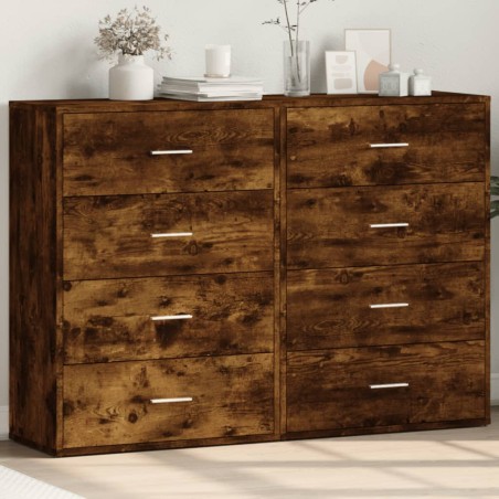 vidaXL Aparadores 2 uds madera de ingeniería roble ahumado 60x31x84 cm