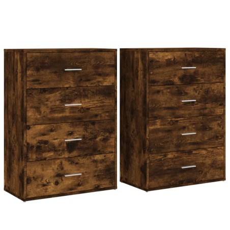 vidaXL Aparadores 2 uds madera de ingeniería roble ahumado 60x31x84 cm