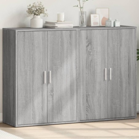 vidaXL Aparadores 2 uds madera de ingeniería gris Sonoma 60x31x84 cm