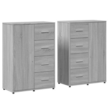 vidaXL Aparadores 2 uds madera de ingeniería gris Sonoma 60x31x84 cm