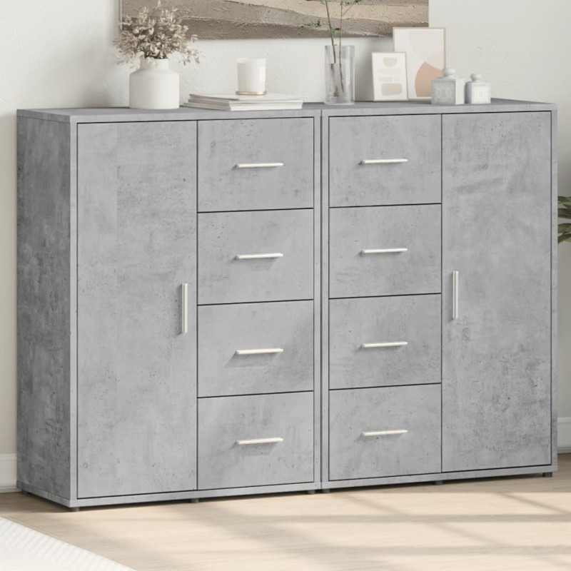 vidaXL Aparadores 2 uds madera de ingeniería gris hormigón 60x31x84 cm vidaXL Aparadores 2 uds madera de ingeniería gris hormigón 60x31x84 cm