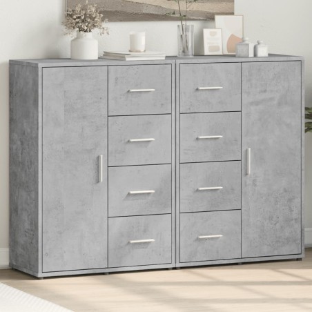 vidaXL Aparadores 2 uds madera de ingeniería gris hormigón 60x31x84 cm