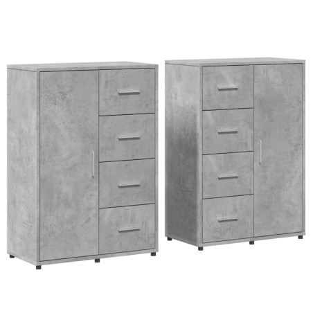vidaXL Aparadores 2 uds madera de ingeniería gris hormigón 60x31x84 cm