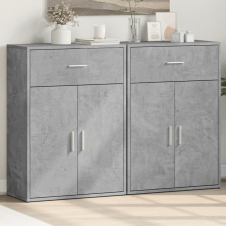vidaXL Aparadores 2 uds madera de ingeniería gris hormigón 60x30x84 cm