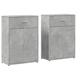 vidaXL Aparadores 2 uds madera de ingeniería gris hormigón 60x30x84 cm