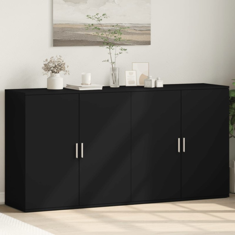 vidaXL Aparadores 2 unidades madera de ingeniería negro 79x38x80 cm vidaXL Aparadores 2 unidades madera de ingeniería negro 79x38x80 cm