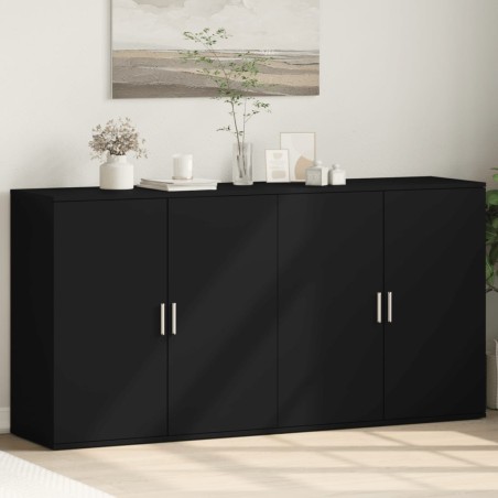 vidaXL Aparadores 2 unidades madera de ingeniería negro 79x38x80 cm