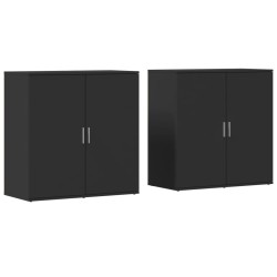 vidaXL Aparadores 2 unidades madera de ingeniería negro 79x38x80 cm