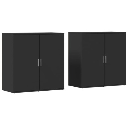 vidaXL Aparadores 2 unidades madera de ingeniería negro 79x38x80 cm