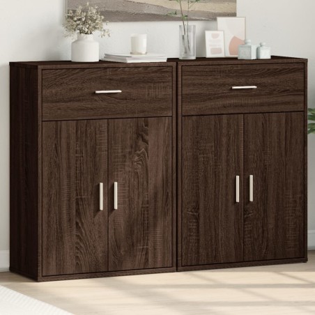 vidaXL Aparadores 2 uds madera de ingeniería marrón roble 60x30x84 cm