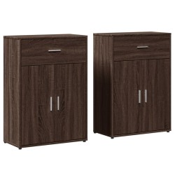 vidaXL Aparadores 2 uds madera de ingeniería marrón roble 60x30x84 cm