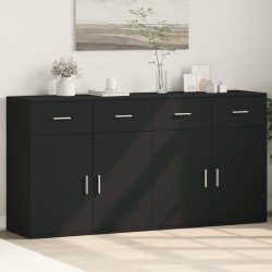 vidaXL Aparadores 2 unidades madera de ingeniería negro 79x38x80 cm