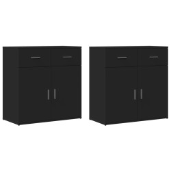 vidaXL Aparadores 2 unidades madera de ingeniería negro 79x38x80 cm