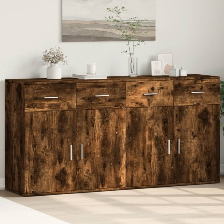 vidaXL Aparadores 2 uds madera de ingeniería roble ahumado 79x38x80 cm