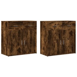vidaXL Aparadores 2 uds madera de ingeniería roble ahumado 79x38x80 cm