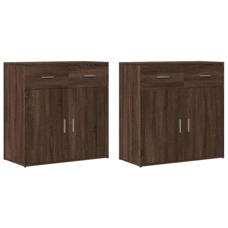 vidaXL Aparadores 2 uds madera de ingeniería marrón roble 79x38x80 cm