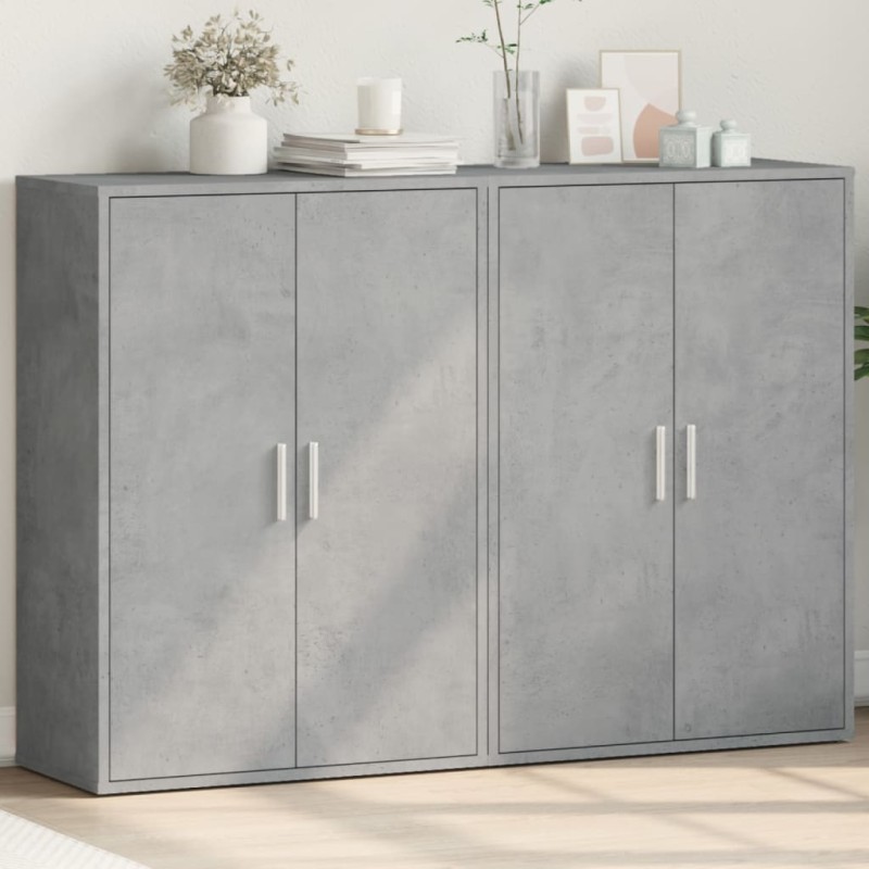 vidaXL Aparadores 2 uds madera de ingeniería gris hormigón 60x31x84 cm vidaXL Aparadores 2 uds madera de ingeniería gris hormigón 60x31x84 cm