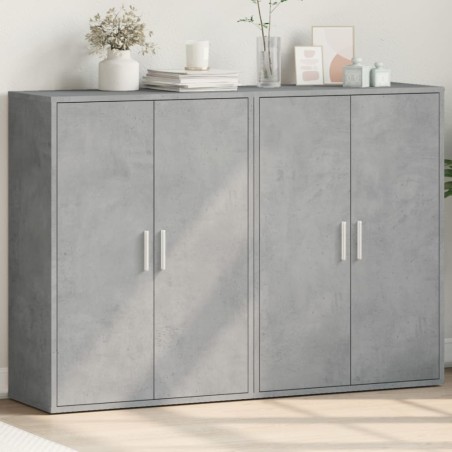 vidaXL Aparadores 2 uds madera de ingeniería gris hormigón 60x31x84 cm