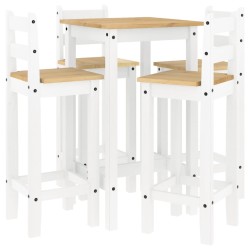 vidaXL Set de bar 5 piezas madera maciza de pino blanco
