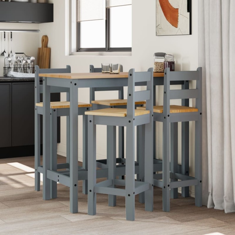 vidaXL Set de bar 5 piezas madera maciza de pino gris vidaXL Set de bar 5 piezas madera maciza de pino gris