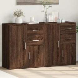 vidaXL Aparador de madera de ingeniería 2 uds marrón roble 60x31x70 cm