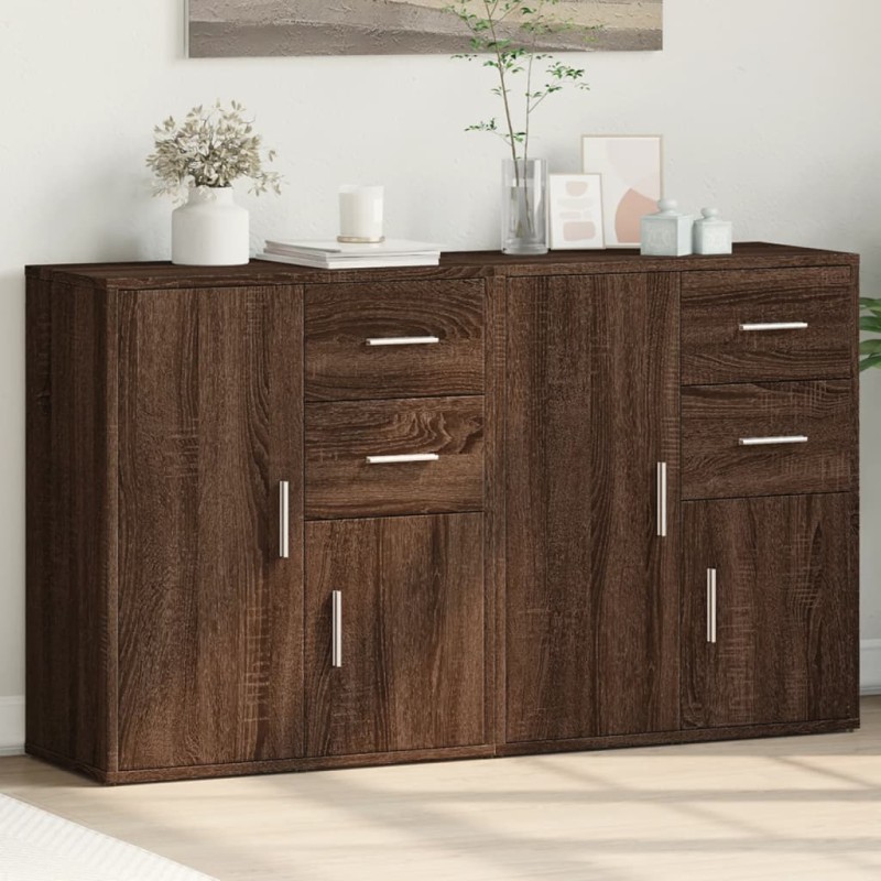 vidaXL Aparador de madera de ingeniería 2 uds marrón roble 60x31x70 cm vidaXL Aparador de madera de ingeniería 2 uds marrón roble 60x31x70 cm