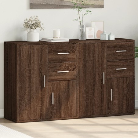 vidaXL Aparador de madera de ingeniería 2 uds marrón roble 60x31x70 cm