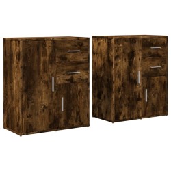 vidaXL Aparador de madera de ingeniería 2 uds roble ahumado 60x31x70cm