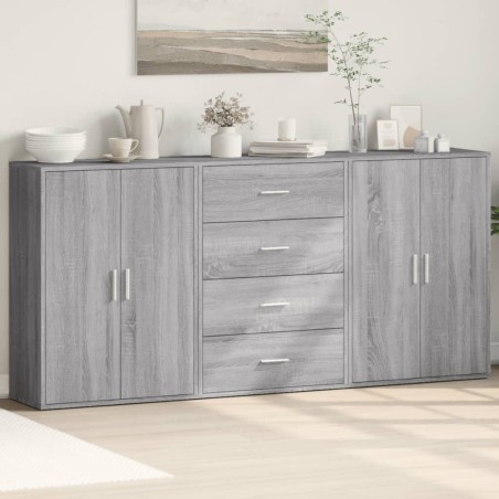 vidaXL Aparadores 3 uds madera de ingeniería gris Sonoma 60x31x84 cm
