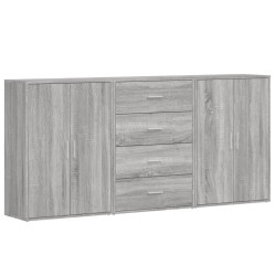 vidaXL Aparadores 3 uds madera de ingeniería gris Sonoma 60x31x84 cm