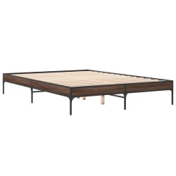 vidaXL Estructura cama madera ingeniería metal marrón roble 150x200 cm