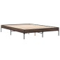 vidaXL Estructura cama madera ingeniería metal marrón roble 150x200 cm vidaXL Estructura cama madera ingeniería metal marrón roble 150x200 cm