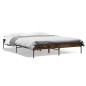 vidaXL Estructura cama madera ingeniería metal roble ahumado 160x200cm vidaXL Estructura cama madera ingeniería metal roble ahumado 160x200cm